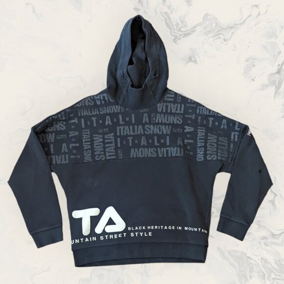 Fila Black Heritage In Mountain Street Style Logo Black Hoodie Size Large - Picture 4 of 13